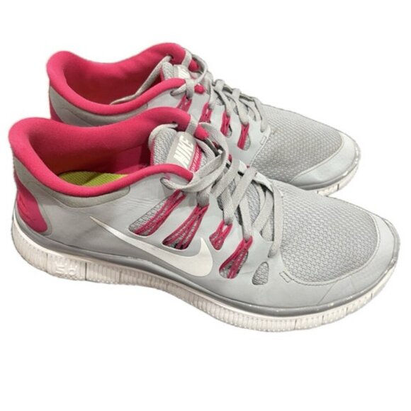 NIKE FREE RUN 5.0 WOLF GREY AND HOT PINK SNEAKERS SZ 10 SPORTY RUNNING GYM YOGA - Picture 2 of 16
